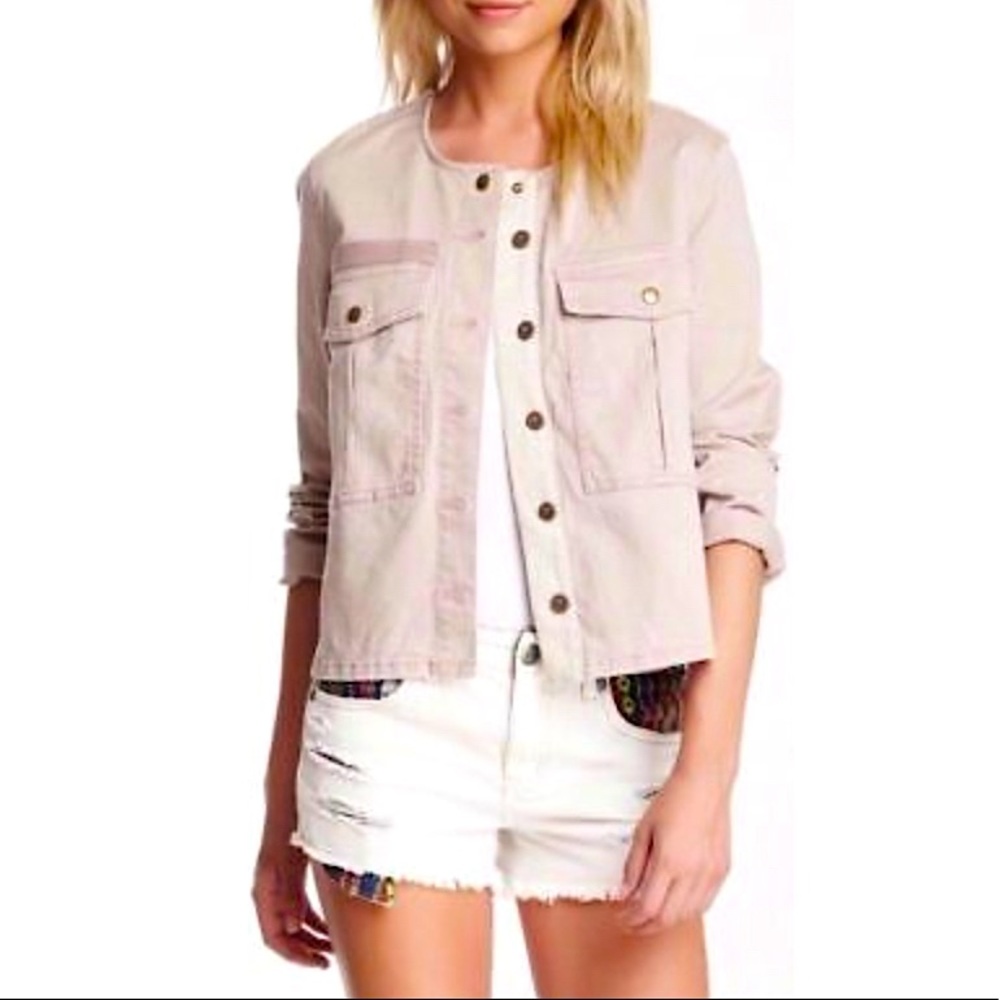 Free People LOU CROPPED MILITARY JACKET  Distressed Small